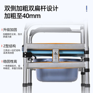 Chaise de toilette portable avec pot amovible, taille standard, pour personnes âgées et handicapées, équipement de sécurité pour la salle de bain - Product Image 5