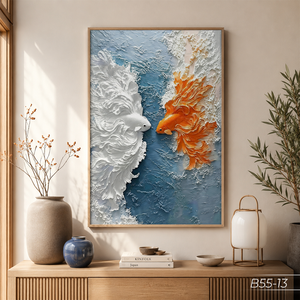 Pintura Mural de Vidrio Templado Abstracta de Lujo al por Mayor de Vietnam, Decoración Interior Moderna, Fabricante OEM ODM - Product Image 4