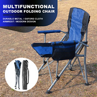Chaise de camping et de jardin à dossier haut avec accoudoirs rembourrés, porte-gobelet, pliable, robuste, en fer et tissu Oxford, design moderne, légère, pour pique-nique en extérieur
