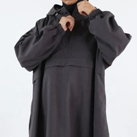 Abaya d'hiver imperméable personnalisée à capuche, manteau de pluie modeste, robe de voyage pour femmes musulmanes, vente en gros, grande taille, Abaya fermée