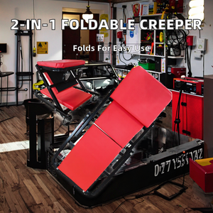 Asiento rodante plegable tipo Z de alta resistencia, rojo, ajustable, para mecánico automotriz, silla de taller, reparación de automóviles, suave - Product Image 6