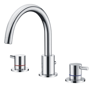 Basin Bathroom Sink Faucet 3 Hole Dual Handle Metered Ceramic Valve Core Modern Design <b>Deck</b> Mount - Product Image 1