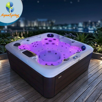 Spa de Luxe Extérieur Haut de Gamme pour 7 Personnes, Jacuzzi de Massage, Bain à Remous en Acrylique avec 82 Jets et Cascade