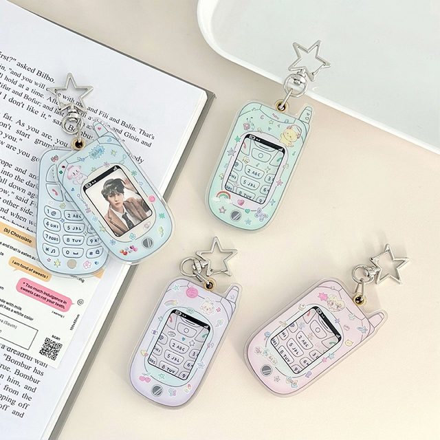 Custom Y2K 1 Inch Hard Plastic Certificate Photo Magnetic Card Set Hand-Painted Mobile Phone Accessory Brick Goo Key Chains