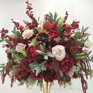 ดอกกุหลาบดอกโบตั๋นสีแดง,โต๊ะต้อนรับดอกซากุระดอกไฮเดรนเยียประดิษฐ์การจัดเรียงดอกทานตะวันการตกแต่งงานแต่งงาน