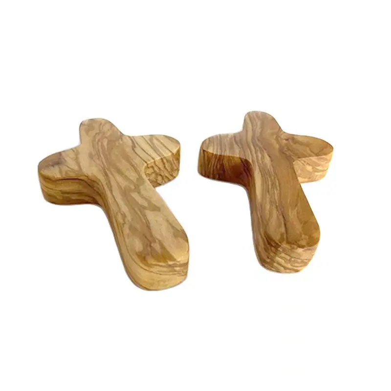 Cruz cómoda de madera de oliva personalizada, Palma de mano, para rezar, para rezar desde Tierra Santa