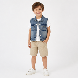 MZJ 2026 Gilet Décontracté Garçon 78,3% Coton Viscose Mélangé Veste <span class=keywords><strong>Sans</strong></span> Manches Douce Respirante Gilet de Boutique pour Enfants Vêtements pour Enfants - Product Image 2