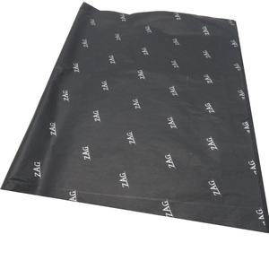 กระดาษห่อของขวัญผ้าไหมคอตตอนสีดำพิมพ์โลโก้สีขาวตามสั่ง สำหรับบรรจุภัณฑ์เสื้อผ้า - Product Image 2