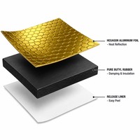 [Jaune Classique] Rouleau insonorisant à motif hexagonal large - Tapis anti-vibration en butyl de qualité supérieure - Couverture sans couture pour sol et fourgonnette