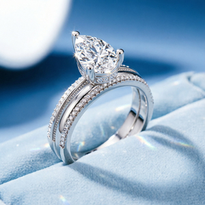 Fine Jewelry Customized 925 Sterling <b>Silver</b> Multi-Layer Pear Cut 5A White Cubic Zirconia Rhodium Plated Luxury Engagement <b>Ring</b> - Product Image 4