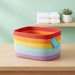 Rainbow <b>Rope</b> <b>Storage</b> <b>Basket</b> Rectangle Multi-Purpose Eco-Friendly Colorful Cotton <b>Rope</b> - Product Image 4