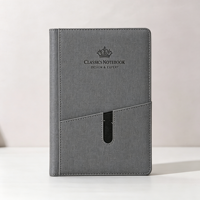 Carnet de notes professionnel classique en cuir PU avec pochette avant pour cartes, 116 feuilles, 80 g/m², ligné, papeterie de bureau, cadeau, vente en gros