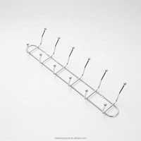 Porte-serviettes mural polyvalent en acier au carbone argenté électrolytique à double rangée avec 6 crochets pour serviettes, sacs, placard, buanderie