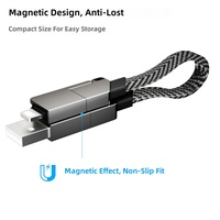 Câble de données magnétique à charge rapide 4-en-1 en alliage de zinc, tressé plat, Type-C PD 60W pour batterie externe