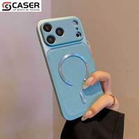 Coque de téléphone magnétique anti-chute avec protection d'objectif intégrée, texture litchi couleur aurore, style luxe pour iPhone 18pm/18pro-13series