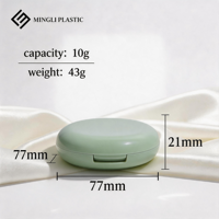 Boîtier compact en plastique vide personnalisé vert pour maquillage, avec miroir, compartiments et couvercle rabattable, vente en gros