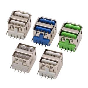 Connecteur USB femelle double couche 2 ports, longueur 11,5 mm, montage sur circuit imprimé, type A, corps court à 90 degrés - Product Image 2