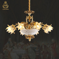 Lampe suspendue en laiton pour chambre à coucher européenne, nouveau design, abat-jour en verre LED, éclairage intérieur pour salon et salle à manger