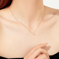FUAMAY clásico 925 plata esterlina dos piedras colgante collar cuadrado y pera doble CZ collar 18K chapado en oro Toi Et Moi collar