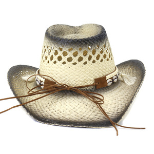 2022 nueva dama caliente viaje al aire libre protección solar playa vaquero sombreros de paja occidental <span class=keywords><strong>Rosa</strong></span> <span class=keywords><strong>sombrero</strong></span> de vaquera - Product Image 4