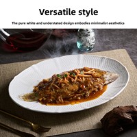 Plat de service pour poisson en porcelaine blanche de 12 pouces, motif dentelle en relief, pour fruits de mer, personnalisable