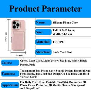 Étui de téléphone de luxe antichoc en TPU souple couleur bonbon avec fente pour cartes, coque transparente double fonction pour la série <span class=keywords><strong>iPhone</strong></span> - Product Image 4