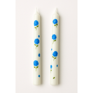 Hand-Painted Blue Floral <b>Taper</b> <b>Candles</b> Elegant Decorative <b>Candles</b> (Set of 2) for Valentine's Day & Birthdays - Product Image 3