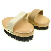 Brosse pour le corps en bois naturel avec poils ioniques en cuivre/bronze pour brossage à sec et exfoliation Nettoyant ergonomique pour le corps