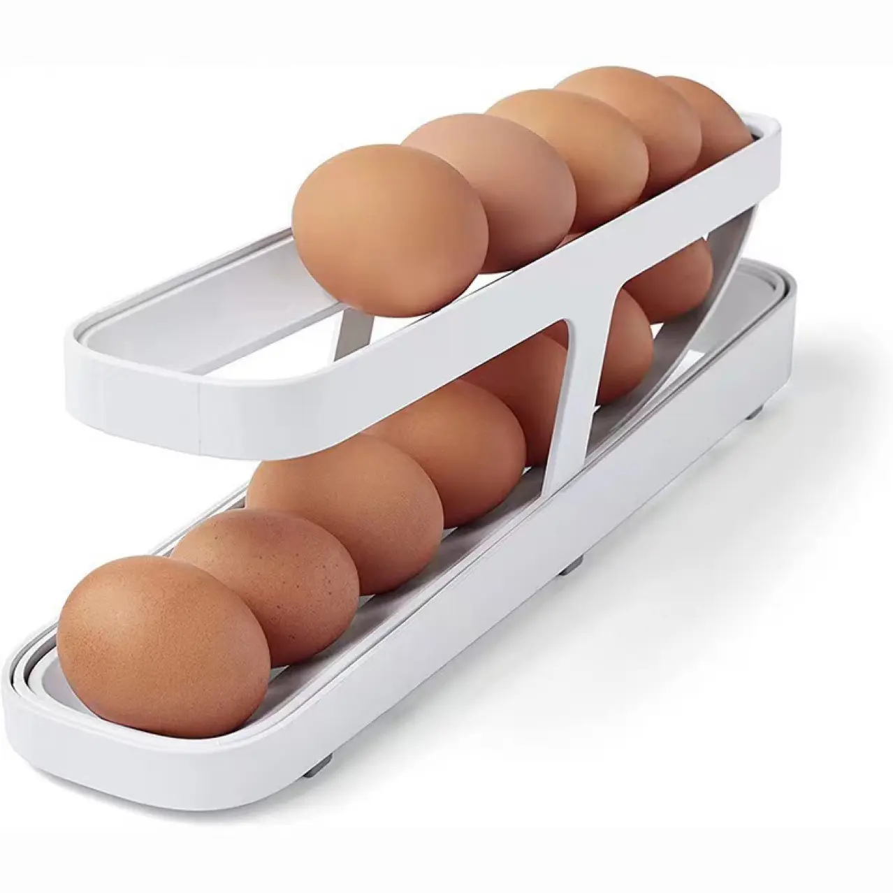 ที่ใส่ไข่กลิ้งอัตโนมัติสำหรับตู้เย็นที่เก็บไข่กลิ้ง2ชั้นเครื่องจ่ายหินไข่