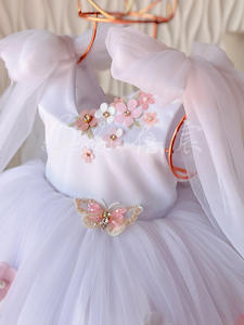 Новое праздничное платье для девочек с цветочной сеткой, пышная пряжа, милый дизайн для игры на пианино, летние наряды для маленьких принцесс - Product Image 3