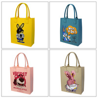 Transfert de chaleur impression dessin animé cadeau réutilisable luxe feutre tissu Promotion Shopping sac fourre-tout