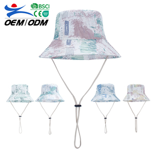Wholesale High Quality OEM ODM Wide Brim Leaf Pattern Summer Casual Custom Unisex <b>Reversible</b> 100% Cotton <b>Bucket</b> <b>Hat</b> for Travel - Product Image 1