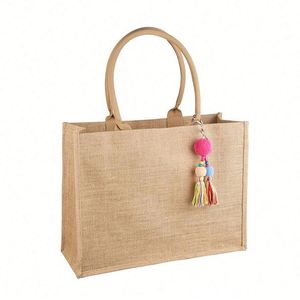 Premium Shopping Picnic Travel Beach Bridesmaids <b>Large</b> Capacity Foldable Waterproof Jute Hand Bag for Women - Product Image 1