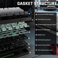 Clavier sans fil magnétique ATTACK SHARK X68 PRO HE 60% Tri-mode 8KHz avec précision RT de 0,01 mm, compatible RT/Snap Tap/DKS/MT/TGL