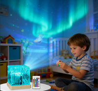 Projecteur d'ondulations aquatiques Aurora, moderne, en plastique, LED, commande tactile, alimenté par batterie, 16 couleurs, flamme rotative, salon