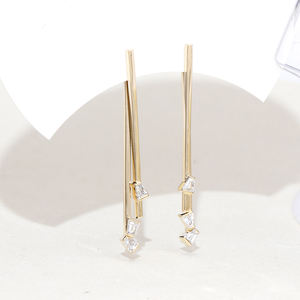 Pendientes de Diamantes de Oro Amarillo de 18K MSE-877 de Messi Jewelry para Mujer - Product Image 2