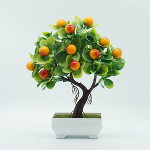 Bonsái Artificial en maceta para decoración del hogar, árboles frutales, bonsái, frutas <span class=keywords><strong>de</strong></span> plástico, plantas, setas, naranja, limón, melocotón, fresa, para boda - Product Image 2