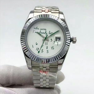 Montre de luxe pour homme avec miroir en cristal saphir, boîtier en acier inoxydable de 41 mm, bracelet en acrylique, montre mécanique automatique - Product Image 3