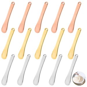 Spatule de maquillage en gros tendance, mini-cuillère à crème pour le visage et les yeux, option logo personnalisé, cuillère cosmétique en métal doré 60 mm - Product Image 1