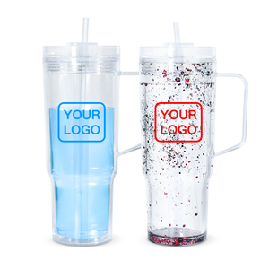 Custom Snow Globe DIY spazi vuoti 40oz a doppia parete acrilica Snowglobe riutilizzabile in plastica tazza per bere con manico e coperchio - Product Image 1