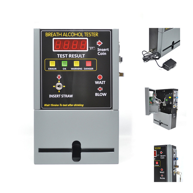 2025 AT-819 Wall-Mounted Digital Coin-Operated Breath Alcohol Tester Fuel Cell Sensor for Public Place Gas Analyzers Detection