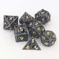 Haute qualité D20 16mm 20mm métal creux ancien RPG donjons Dragons dés usine en gros 7 pièces ensemble Logo personnalisé D & D RPG jeux