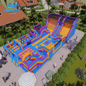 Parc à thème gonflable commercial, parcours d'obstacles gonflable extérieur, château gonflable pour enfants, toboggans, grande aire de jeux gonflable - Product Image 2