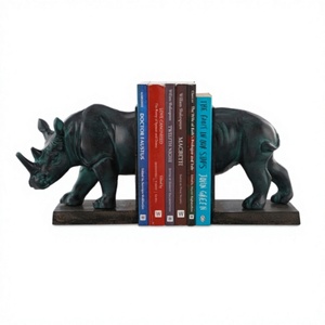 Sujetalibros de rinoceronte, soporte decorativo para libros, diseño de Animal de Safari africano, resistente, duradero, para el hogar, oficina, biblioteca, estantería, organizador, regalo - Product Image 1