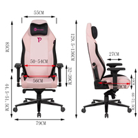 Chaise de bureau ergonomique de jeu pour ordinateur de style course rose de luxe avec logo personnalisé chaise de direction confortable pour les filles
