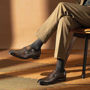 Premium Top Layer Cowhide Comfortable Breathable Business Formal Genuine Leather Slip-On Men's Suit Shoes <b>Support</b> Wholesale - Product Image 1