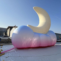 Ramadan Mubarak et prière de l'Aïd Lune lumineuse géante gonflable avec affichage de cour décoratif en nuage pour les événements musulmans