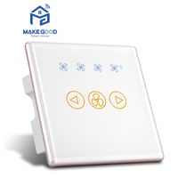 Interrupteur mural intelligent Tuya Wifi avec variateur d'intensité et rétroéclairage RGB, homologué CE UKCA, norme britannique, 4 niveaux de vitesse, OEM disponible