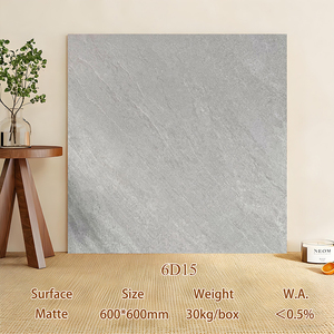 Modernas Baldosas <span class=keywords><strong>de</strong></span> Porcelana Cerámica Pulida <span class=keywords><strong>de</strong></span> Granito y <span class=keywords><strong>Cemento</strong></span> <span class=keywords><strong>de</strong></span> Doble Capa <span class=keywords><strong>de</strong></span> 600x600mm, Finas y Grises - Product Image 6