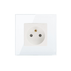 Bingoelec High Quality 86 Type Wall <strong>Light</strong> <strong>Socket</strong> 16A French <strong>Socket</strong> with Glass Material for Home Use Europe Standard - Product Image 1